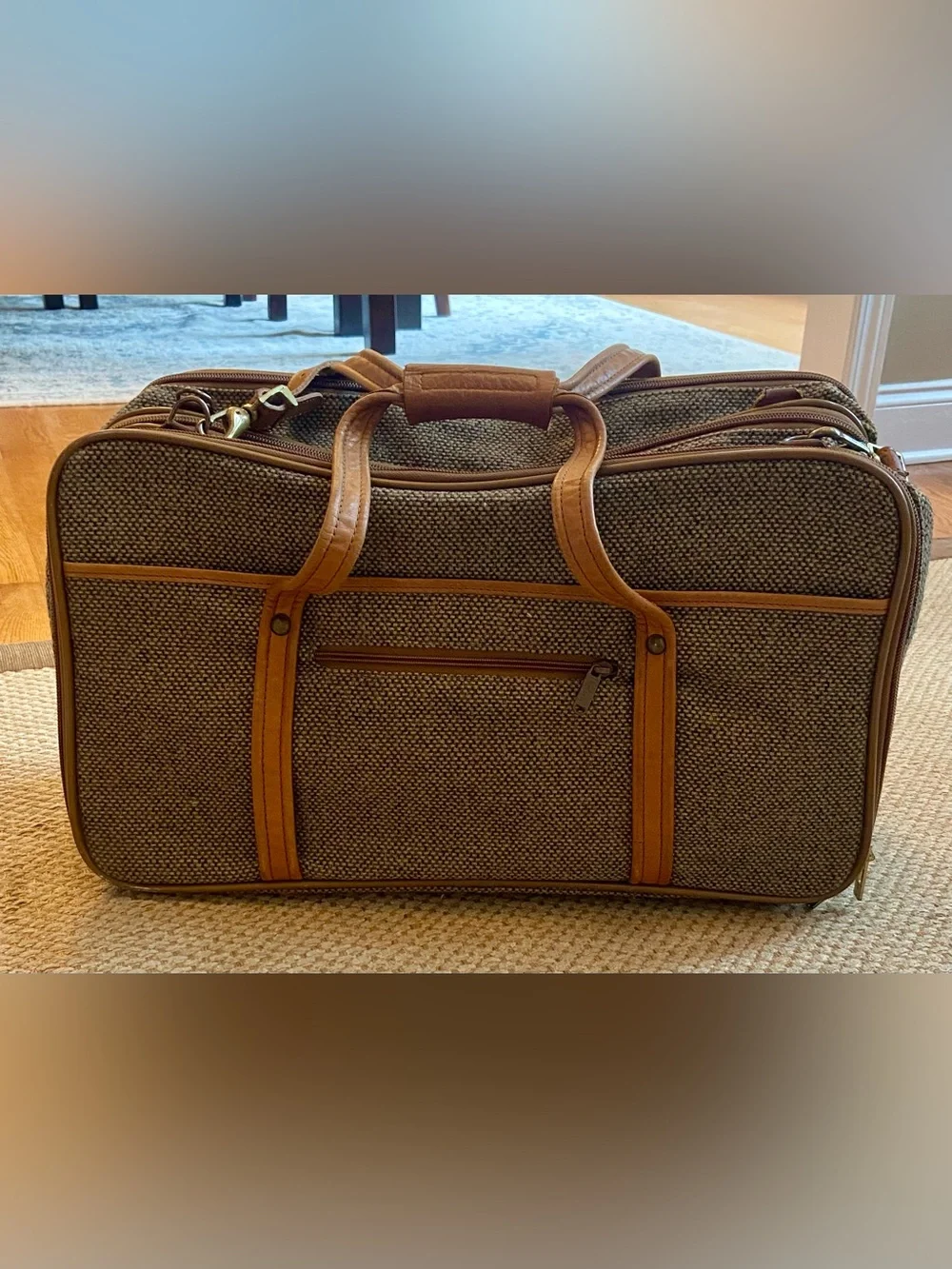 Hartmann Vintage Tweed And Leather Overnight Business Traveler Bag